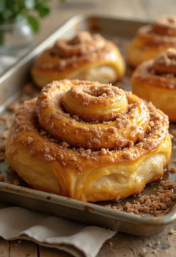 Kanelbulle fahéjas cukorral megszórva, tálalva frissen sütve