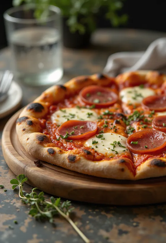 Klasszikus Diavola pizza tálalva