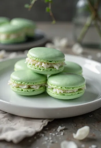 Kókuszos macaron tálalva
