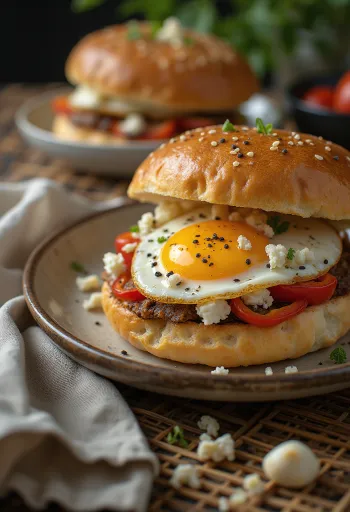 Mediterrán padlizsános és fetás bao bun tálalva