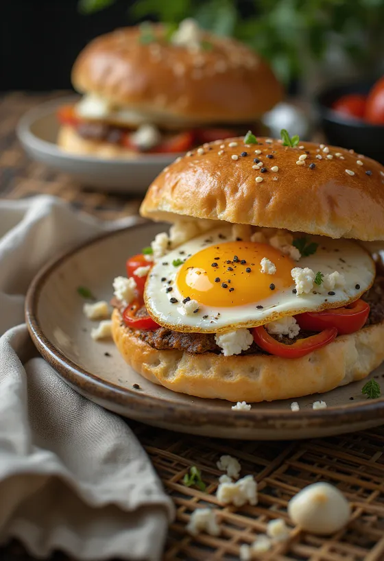Mediterrán padlizsános és fetás bao bun tálalva
