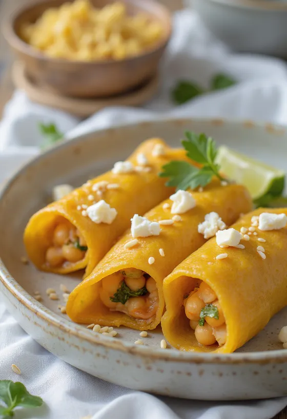 Patra levelek paneer töltelékkel, fűszeres indiai étel, friss korianderrel díszítve