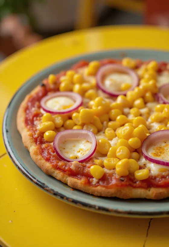 Frissen sült kukoricás pizza