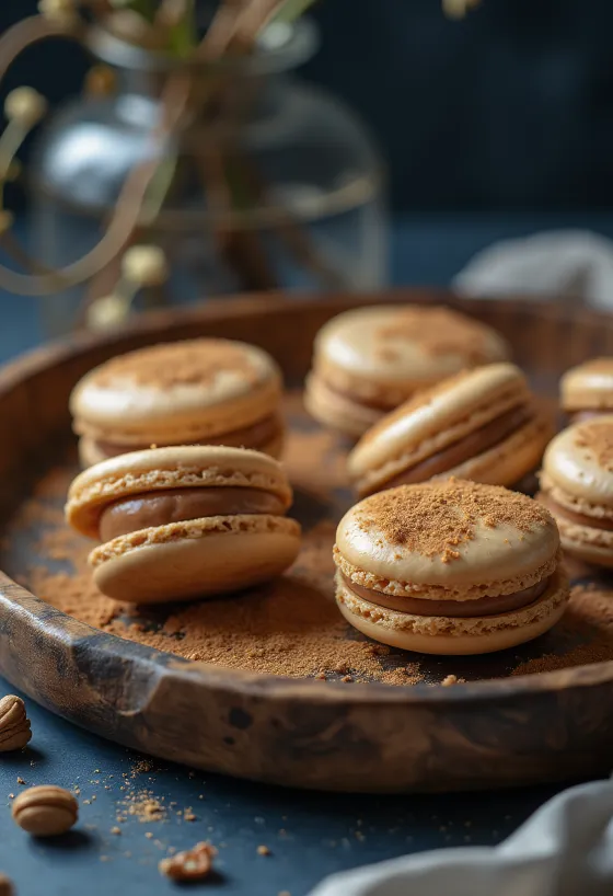 Sült fahéjas-diós macaronok tálalva