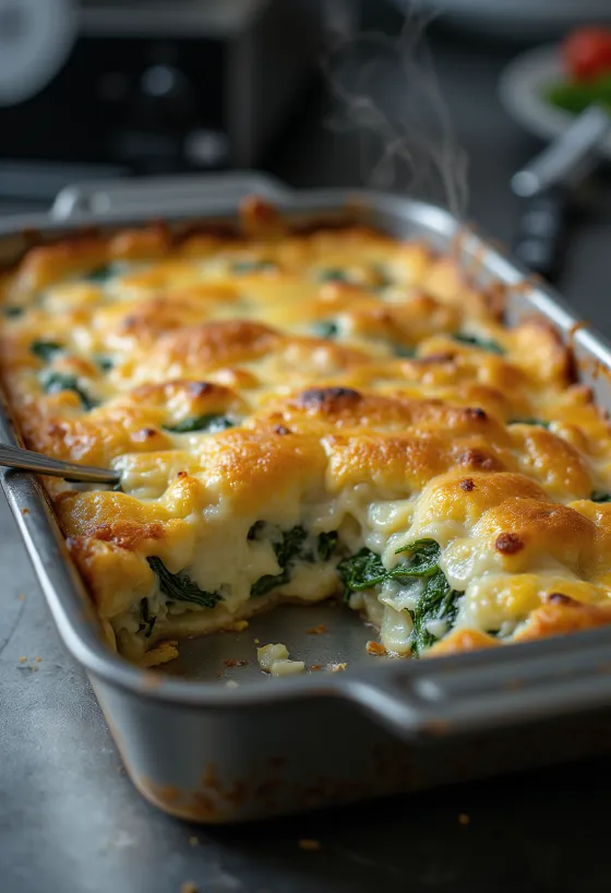 Bacalhau com natas spenóttal, hal étel tejfölös szósszal