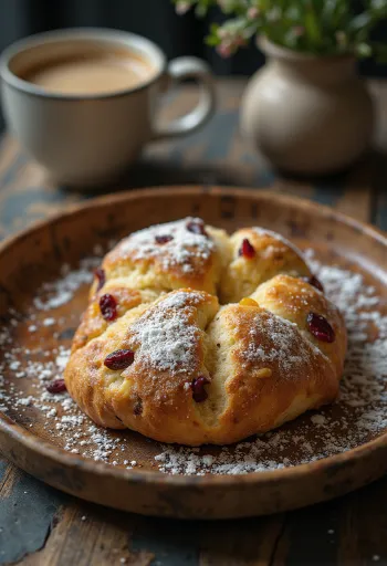 Chai lattés Stollen szeletelve, fűszeres tésztával