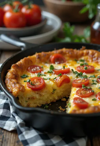 Frittata paradicsommal és bazsalikommal frissen tálalva
