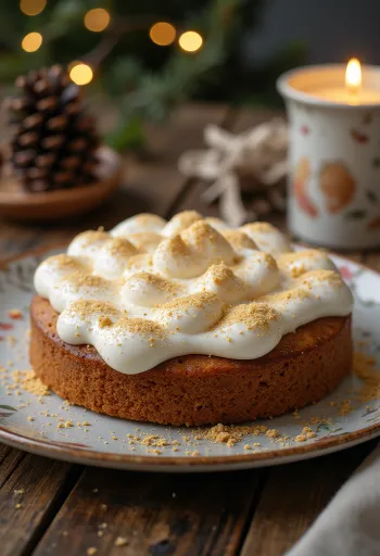 Karácsonyi fűszeres torta díszítve fahéjjal és aranyporral