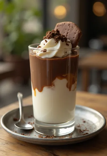 Miso alapú sundae frissen tálalva csokoládéreszelékkel