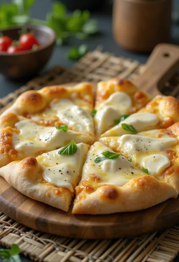Mascarponés pizza mozzarellával és bazsalikommal