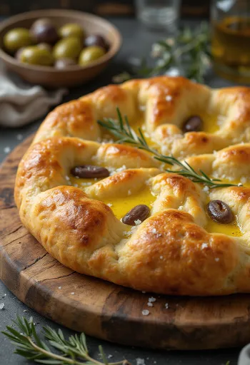Pizza Focaccia sóval és olívaolajjal Ligúriából