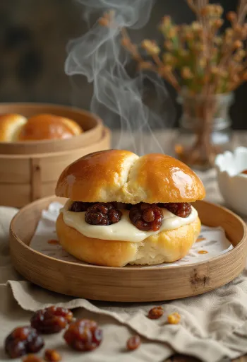 Rumos-mazsolás bao bun tálalva