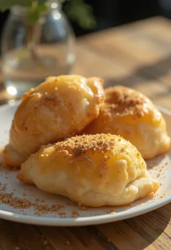Sopaipilla fahéjas cukorral tálalva, friss és ropogós mexikói édesség
