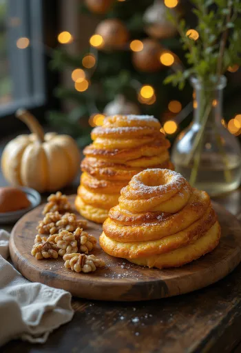 Sütőtökös kürtőskalács tálalva