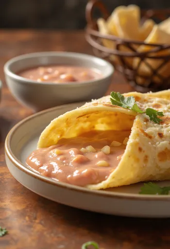 Arepa con Salsa Rosada, aranybarna, friss arepák majonézes-ketchupos szósszal tálalva
