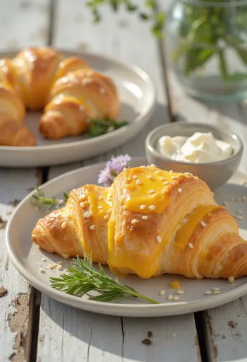 Cheddaros croissant tálalva