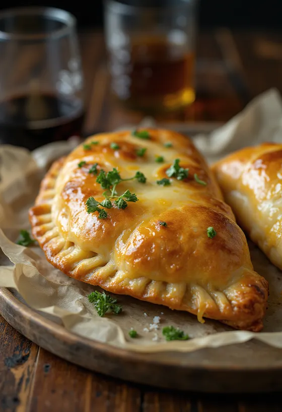Cornish pasty sajttal és hagymával, gazdag marhahússal és ropogós tésztával