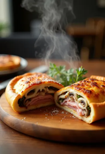 Keto calzone félbevágva