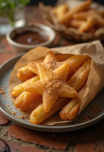 Klasszikus churros, fahéjas cukorral megszórva, frissen sült