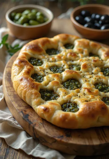 Manakish olívaolajjal és za\'atar fűszerkeverékkel, friss petrezselyemmel