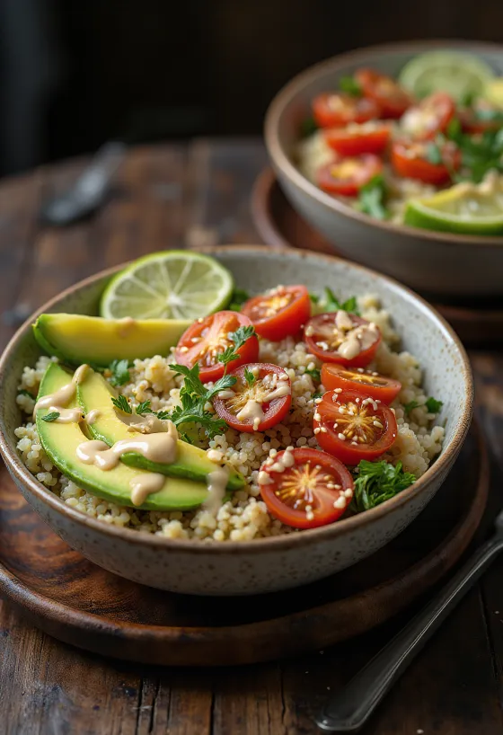 Lime-os quinoa Buddha-tál tahinivel