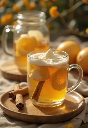 Mézes-gyömbéres cider pohárban tálalva