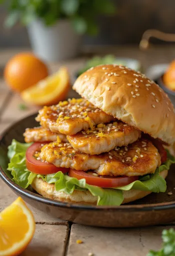 Narancsos-Szezámos Burger tálalva
