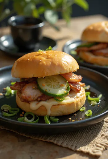Pekingi kacsás bao bun étel tálalva