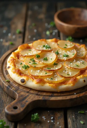 Frissen sült burgonyás pizza