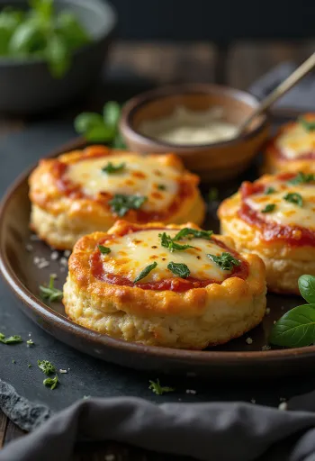 Pizzás pogácsa tálalva
