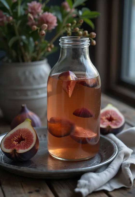 Probiotikus Füge kombucha, frissen tálalva