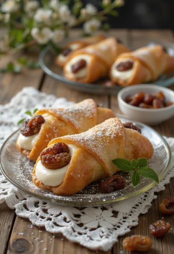 Rumos-mazsolás cannoli tálalva