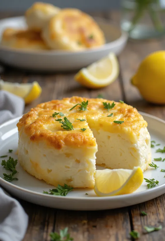 Saganaki graviera sajttal aranybarnára sütve, tányéron, citrommal tálalva