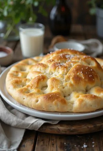 Tejszínes puha focaccia tálalva