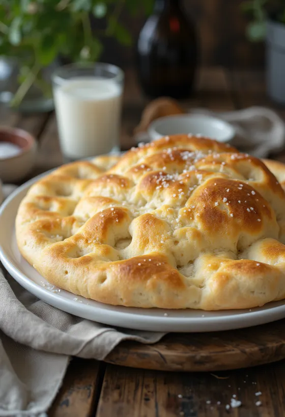 Tejszínes puha focaccia tálalva
