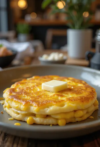 Arepa de Choclo koreai stílusú étel tálalva