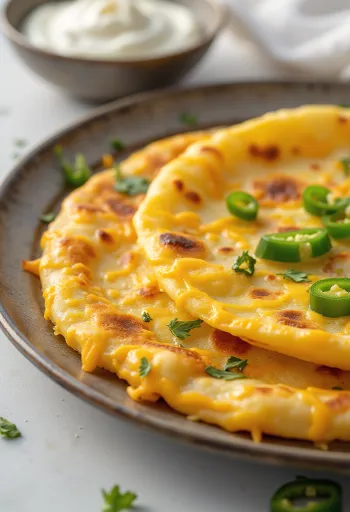 Cheese chilla, friss zöldségekkel tálalva