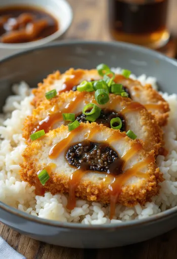 Fokhagymás miso töltelékű katsudon frissen tálalva