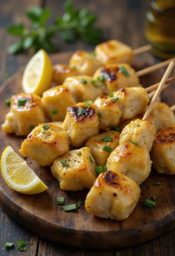 Fokhagymás satay, grillezett csirke nyársak fokhagymás pácban