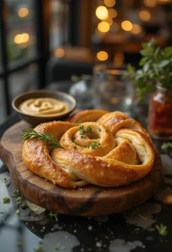 Hummuszos burek tálalva