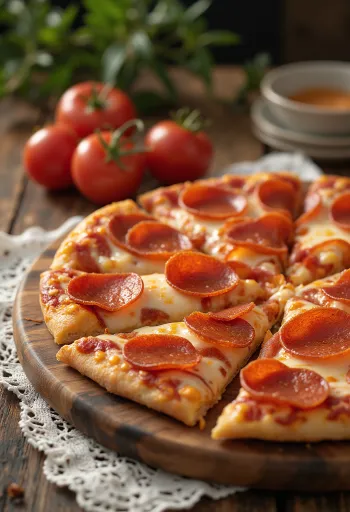 Klasszikus Pepperoni pizza tálalva