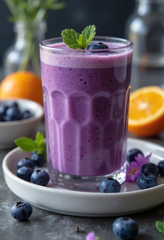 Narancsos-áfonyás smoothie pohárban