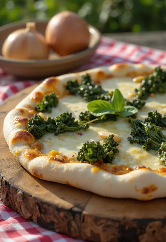 Pizza al Cavolo Nero fodros kellel és sajttal