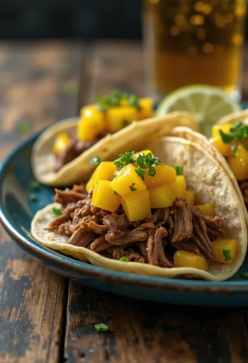 Tacos de Res con Salsa Mango tálalva