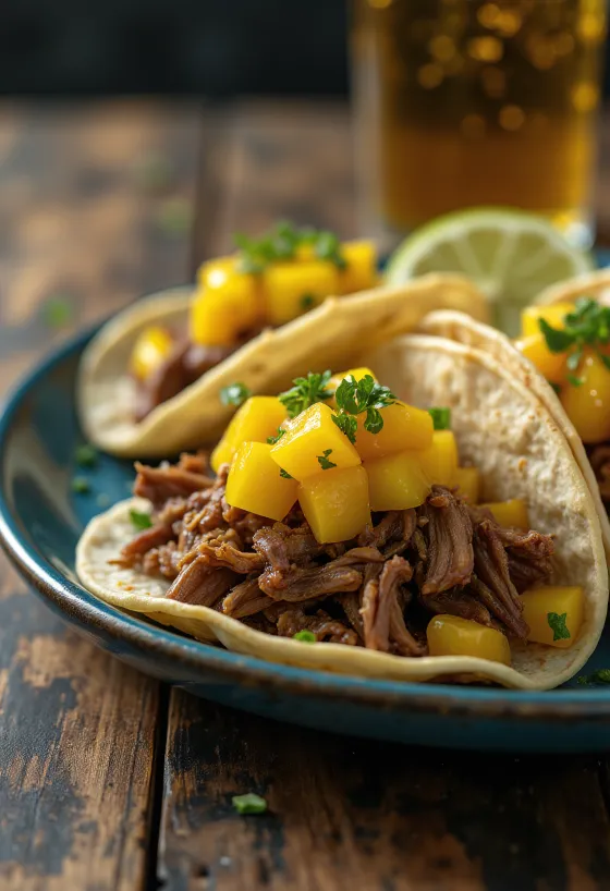 Tacos de Res con Salsa Mango tálalva