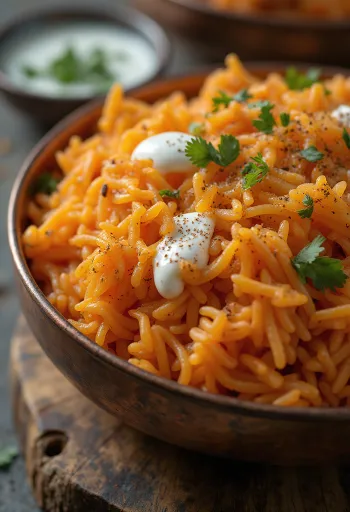 Tandoori rizs tálalva