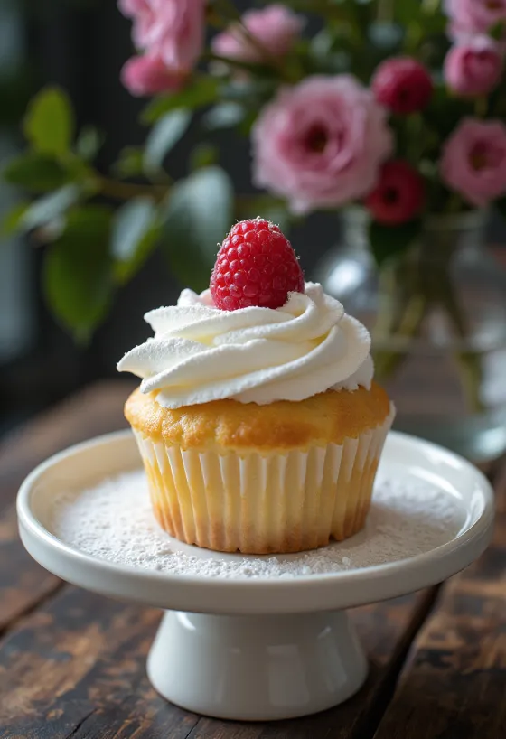 Frissen sült túrós-málnás cupcake