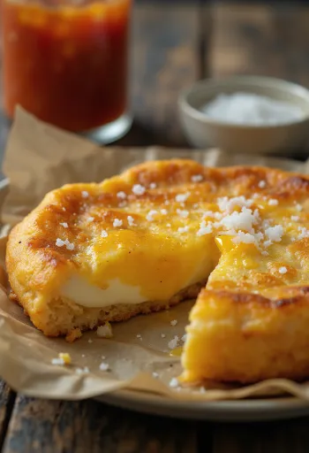 Arepa de Huevo koreai stílusú étel tálalva