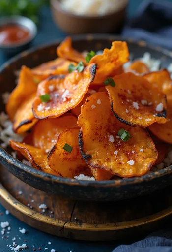 BBQ grillezett édesburgonya chips tálalva