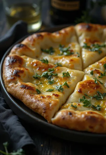 Calzone fokhagymával, aranybarna kérgű, fokhagymával és sajttal töltve